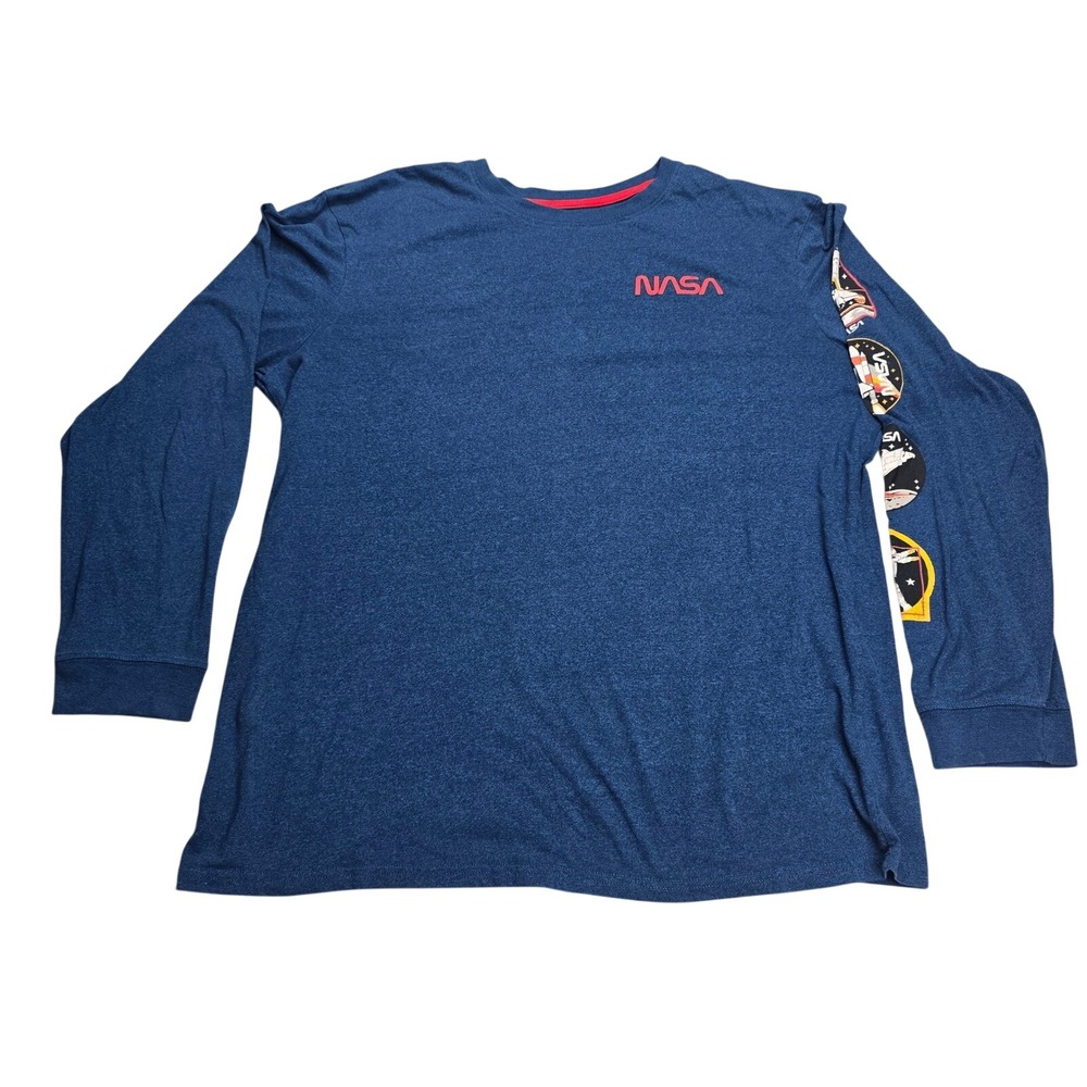 Fifth Sun NASA Long Sleeve T-Shirt Mens 2XL Blue Excellent Astronaut Graphic Tee
